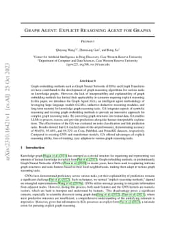 Graph Agent: Explicit Reasoning Agent for Graphs