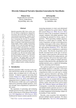 Diversity Enhanced Narrative Question Generation for Storybooks