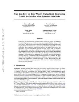 Can You Rely on Your Model Evaluation? Improving Model Evaluation with
  Synthetic Test Data
