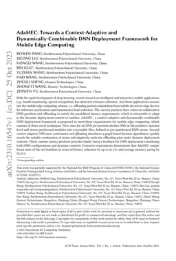 AdaMEC: Towards a Context-Adaptive and Dynamically-Combinable DNN
  Deployment Framework for Mobile Edge Computing