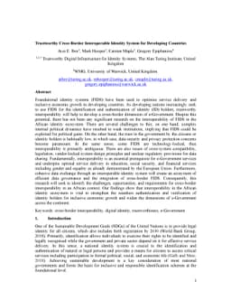 Trustworthy Cross-Border Interoperable Identity System for Developing
  Countries