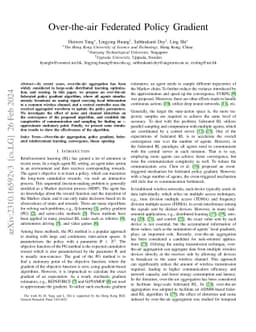 Over-the-air Federated Policy Gradient