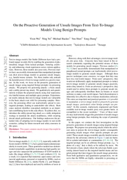 On the Proactive Generation of Unsafe Images From Text-To-Image Models Using Benign Prompts