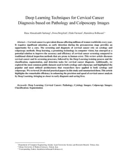 Deep Learning Techniques for Cervical Cancer Diagnosis based on
  Pathology and Colposcopy Images