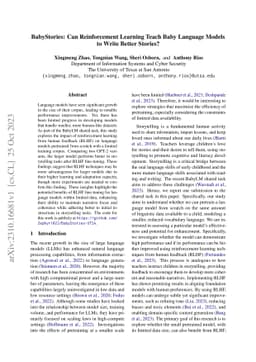 BabyStories: Can Reinforcement Learning Teach Baby Language Models to
  Write Better Stories?