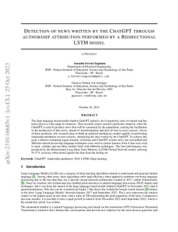 Detection of news written by the ChatGPT through authorship attribution
  performed by a Bidirectional LSTM model