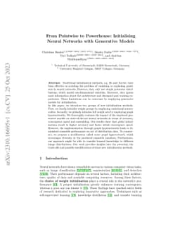 From Pointwise to Powerhouse: Initialising Neural Networks with
  Generative Models