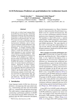 LLM Performance Predictors are good initializers for Architecture Search
