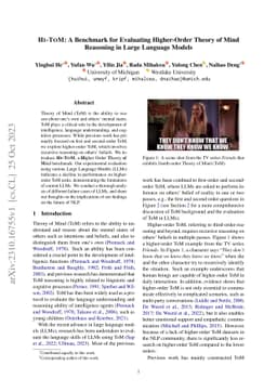 HI-TOM: A Benchmark for Evaluating Higher-Order Theory of Mind Reasoning
  in Large Language Models