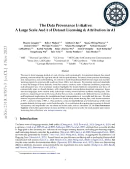 The Data Provenance Initiative: A Large Scale Audit of Dataset Licensing
  & Attribution in AI