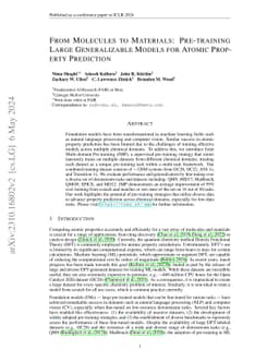 From Molecules to Materials: Pre-training Large Generalizable Models for
  Atomic Property Prediction
