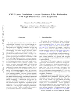 CATE Lasso: Conditional Average Treatment Effect Estimation with
  High-Dimensional Linear Regression