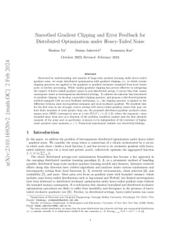 Smoothed Gradient Clipping and Error Feedback for Distributed
  Optimization under Heavy-Tailed Noise