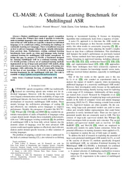 CL-MASR: A Continual Learning Benchmark for Multilingual ASR