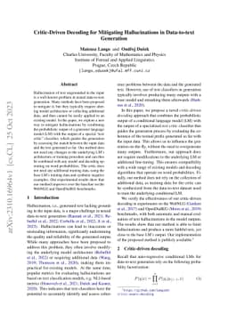 Critic-Driven Decoding for Mitigating Hallucinations in Data-to-text
  Generation