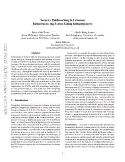 Security Patchworking in Lebanon: Infrastructuring Across Failing
  Infrastructures