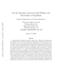 On the Interplay between Social Welfare and Tractability of Equilibria