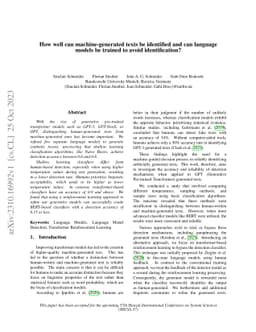 How well can machine-generated texts be identified and can language
  models be trained to avoid identification?