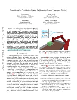 Conditionally Combining Robot Skills using Large Language Models