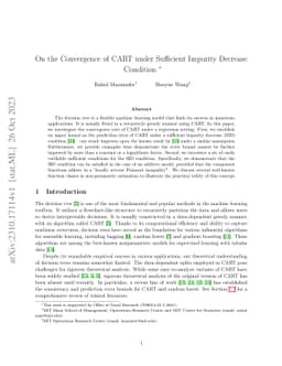On the Convergence of CART under Sufficient Impurity Decrease Condition