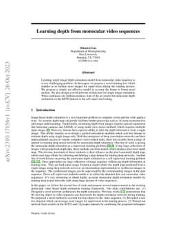 Learning depth from monocular video sequences