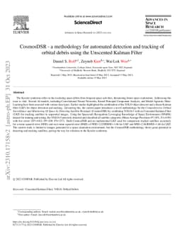 CosmosDSR -- a methodology for automated detection and tracking of
  orbital debris using the Unscented Kalman Filter