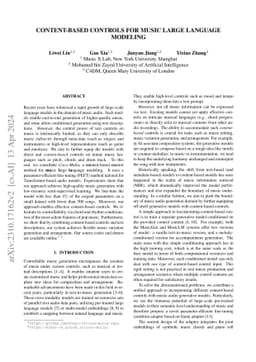 Content-based Controls For Music Large Language Modeling