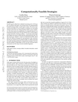 Computationally Feasible Strategies