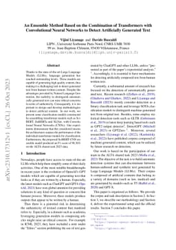 An Ensemble Method Based on the Combination of Transformers with
  Convolutional Neural Networks to Detect Artificially Generated Text