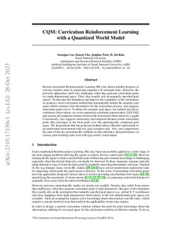 CQM: Curriculum Reinforcement Learning with a Quantized World Model