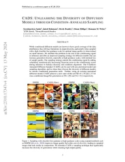 CADS: Unleashing the Diversity of Diffusion Models through
  Condition-Annealed Sampling
