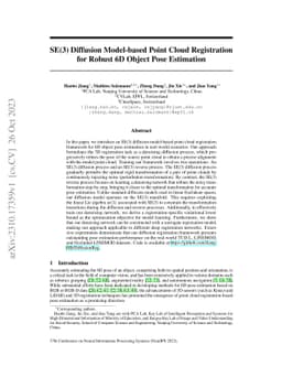 SE(3) Diffusion Model-based Point Cloud Registration for Robust 6D
  Object Pose Estimation