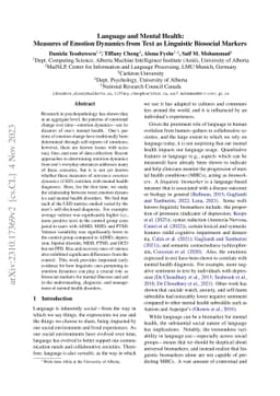 Language and Mental Health: Measures of Emotion Dynamics from Text as
  Linguistic Biosocial Markers