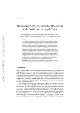 Harnessing GPT-3.5-turbo for Rhetorical Role Prediction in Legal Cases