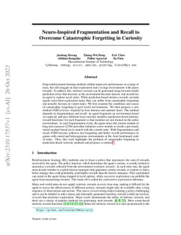 Neuro-Inspired Fragmentation and Recall to Overcome Catastrophic
  Forgetting in Curiosity