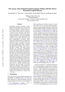 PAC-tuning:Fine-tuning Pretrained Language Models with PAC-driven
  Perturbed Gradient Descent