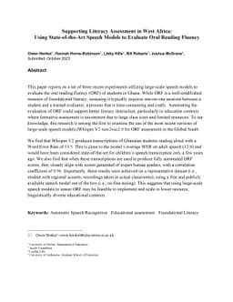 Using State-of-the-Art Speech Models to Evaluate Oral Reading Fluency in
  Ghana
