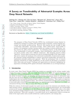 A Survey on Transferability of Adversarial Examples across Deep Neural
  Networks