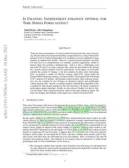 Is Channel Independent strategy optimal for Time Series Forecasting?