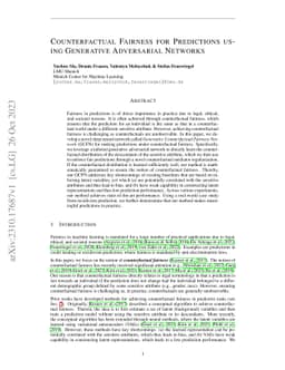 Counterfactual Fairness for Predictions using Generative Adversarial
  Networks