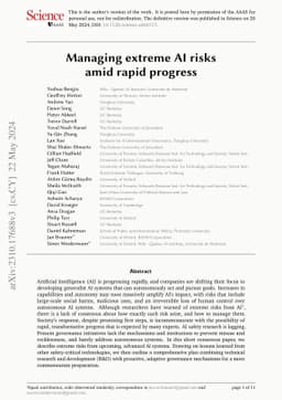 Managing extreme AI risks amid rapid progress