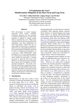 Is Explanation the Cure? Misinformation Mitigation in the Short Term and
  Long Term
