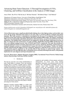 Advancing Brain Tumor Detection: A Thorough Investigation of CNNs,
  Clustering, and SoftMax Classification in the Analysis of MRI Images