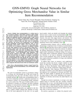GNN-GMVO: Graph Neural Networks for Optimizing Gross Merchandise Value
  in Similar Item Recommendation