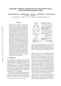 Salespeople vs SalesBot: Exploring the Role of Educational Value in
  Conversational Recommender Systems