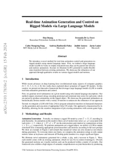 Real-time Animation Generation and Control on Rigged Models via Large
  Language Models