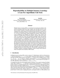 Reproducibility in Multiple Instance Learning: A Case For Algorithmic
  Unit Tests