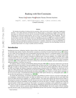 Ranking with Slot Constraints