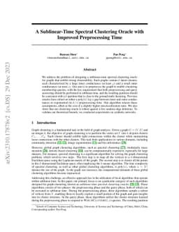 A Sublinear-Time Spectral Clustering Oracle with Improved Preprocessing
  Time