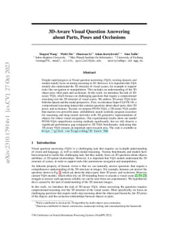 3D-Aware Visual Question Answering about Parts, Poses and Occlusions